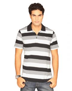 Puma Men's Stripe Polo Black T-shirt