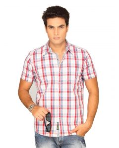 Highlander Men Red White Checked Shirts