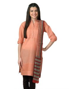 Fabindia Red Hand Printed Chanderi Dupatta