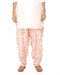 Fabindia Women Printed White & Orange Patiala