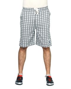 Proline Men Grey & White Checked Shorts