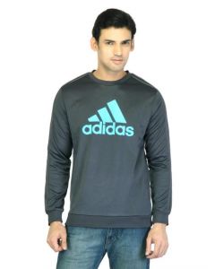 ADIDAS Men Grey Printed Sweatshirt