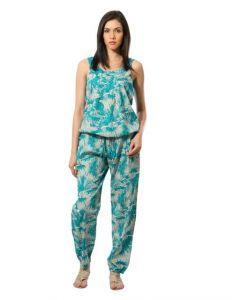 United Colors of Benetton Women Printed Teal Jumpsuit