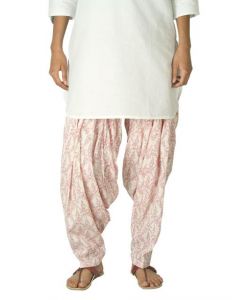 Fabindia Women Printed White & Red Patiala