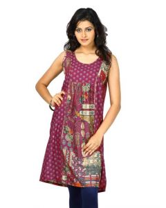 W Women U Neck Sleeveless Red Kurta