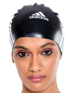 ADIDAS Women Stripe Black Swimming Cap