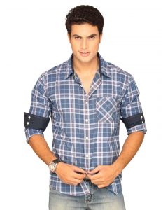 Highlander Men Blue Check Shirt