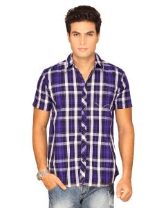 Highlander Men Solid Poplin Purple Shirts