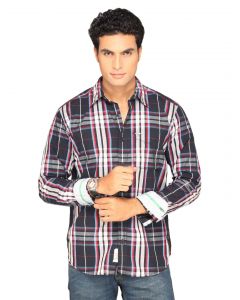 Highlander Men Blue Black Checked Shirt