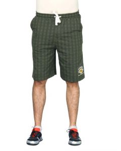 Proline Men Olive Green Checked Shorts