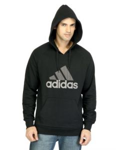 ADIDAS Men Printed Black Sweatshirt