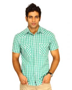 Lee Men Xavier Green White Check Shirt