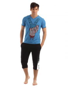 SDL by Sweet Dreams Men Blue & Black Pyjama Set