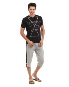 SDL by Sweet Dreams Men Black & Grey Pyjama Set