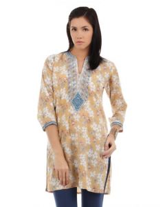 Aneri Women Printed Beige Kurti