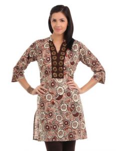 Aneri Women Printed Brown Kurti
