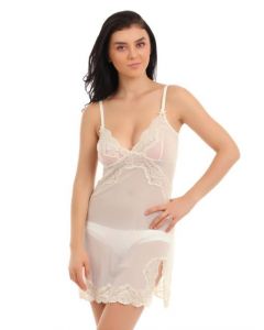 Avirate Cream Babydoll Nightdress