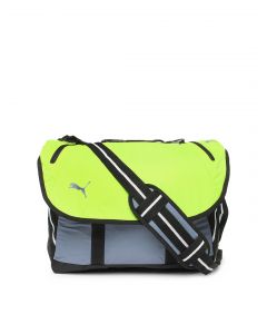 Puma Unisex Fluorescent Green & Black Bolt LS Messenger Bag