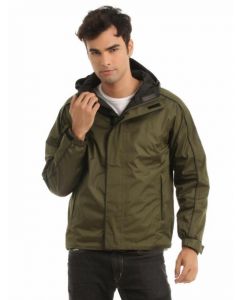 Just Natural Unisex Black and Olive Reversible Rain Jacket