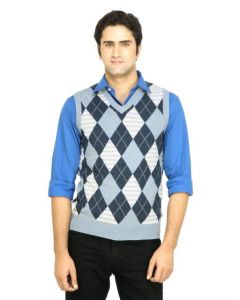 Arrow Men Blue Check Sweater