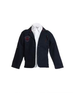 Gini and Jony Boys Printed Navy Blue Blazer