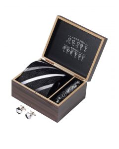 Hakashi Men Black Combo pack Tie+Cufflink+Pocket square