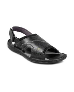 iD Men Casual Leather/Felt Charcoal Sandal