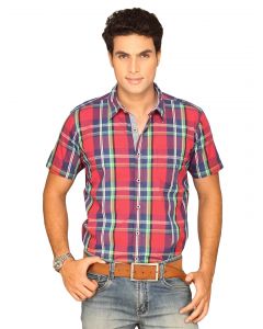 Highlander Men Red Black Checked Shirts