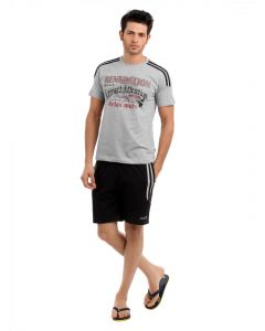 SDL by Sweet Dreams Men Grey & Black Pyjama Set