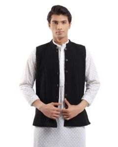 Fabindia Men Reversible Blue Sleeveless Jacket