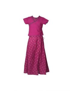 Fabindia Girls Printed Pink Lehenga Choli