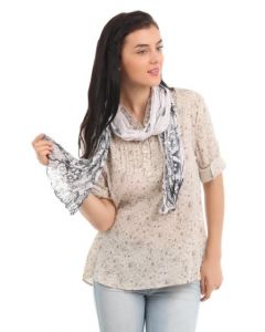 Femella Women White Printed Scarf