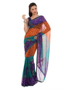 FNF Purple Printed Evening Wear Sari