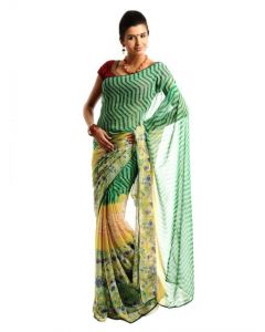 FNF Yellow & Green Evening Wear Sari