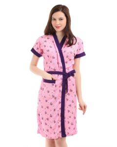Red Rose Pink & Purple Printed Bath Robe