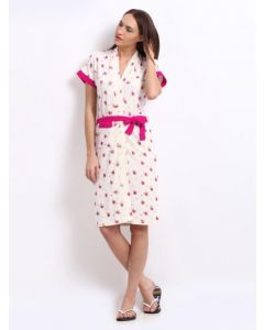 Red Rose Women Cream Floral Print Bath Robe