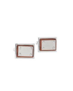 Revv Men Steel and Brown Cufflinks