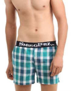 Smugglerz Men Blue and White Check Boxers