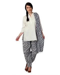 Vishudh Women Black & White Salwar and Dupatta