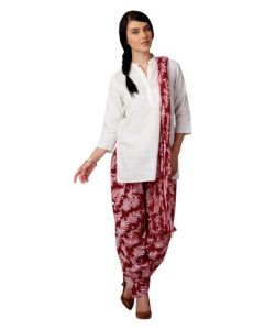Vishudh Women Printed Red Salwar and Dupatta