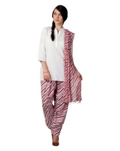 Vishudh Women Red & White Salwar and Dupatta